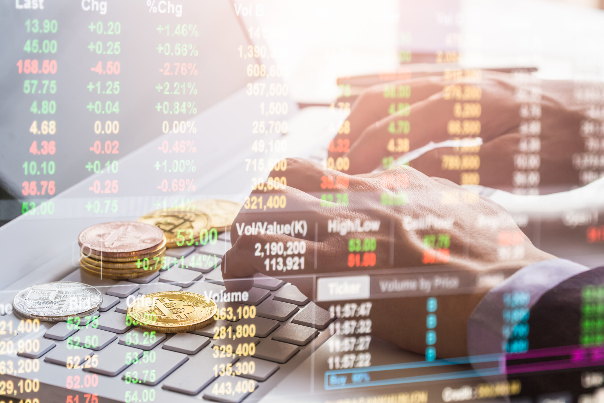 Modern way of exchange. Bitcoin is convenient payment in global economy market. Virtual digital currency and financial investment trade concept. Abstract cryptocurrency with gold bitcoin background.. - Tokenhell