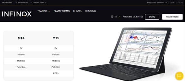 INFINOX Sus plataformas son ampliamente eficientes y rápidas.