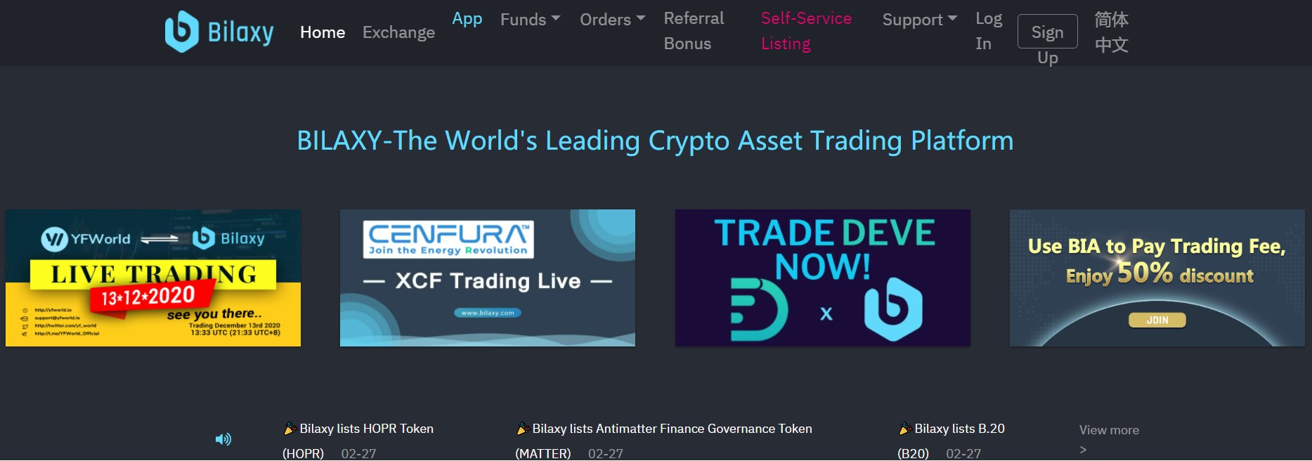 Bilaxy website