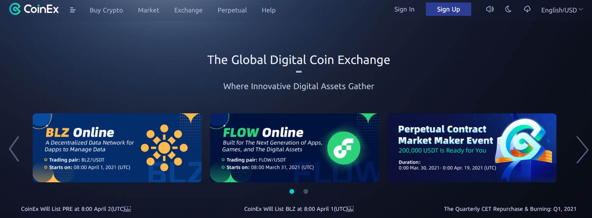 CoinEx website