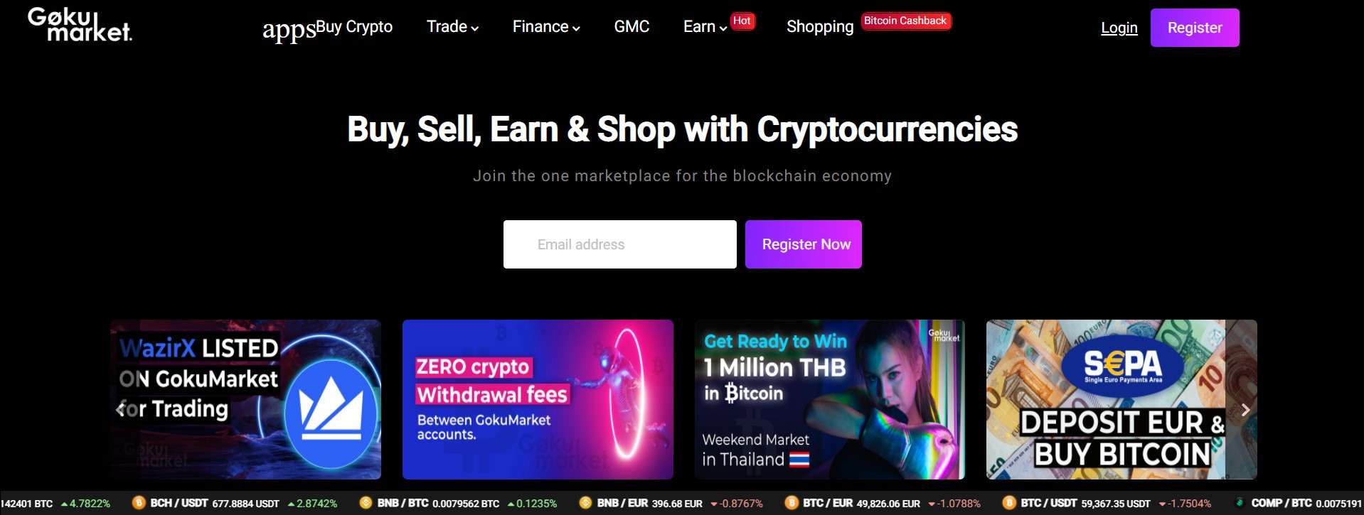gokumarket - Tokenhell GokuMarket website