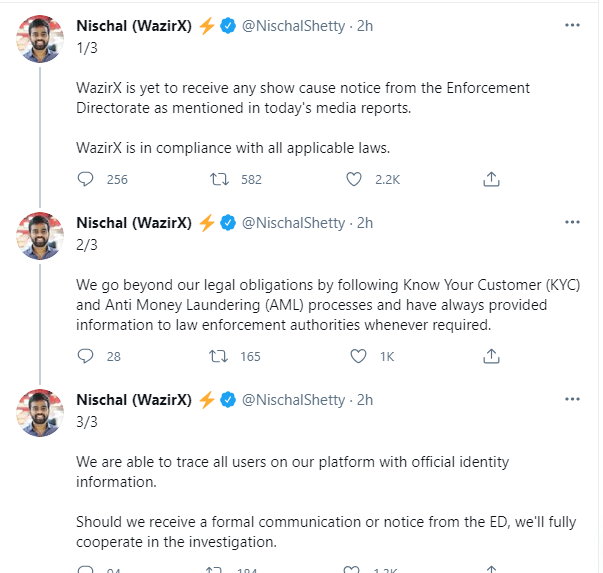 nischal-wazirx-tweet - Tokenhell