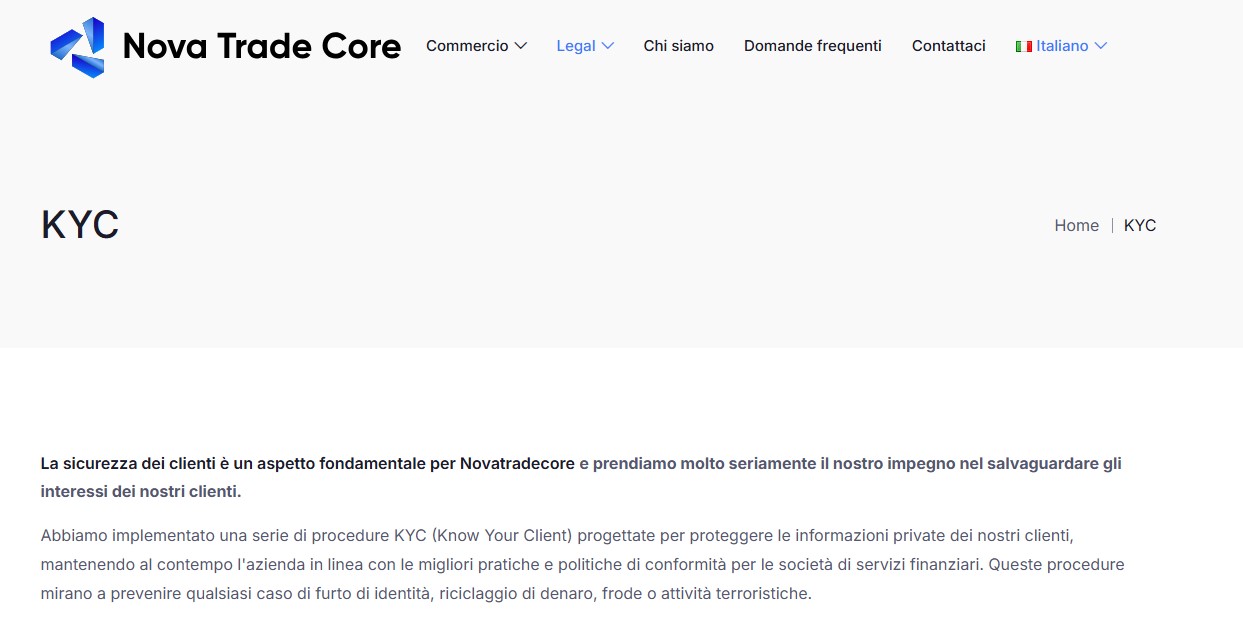 Novatradecore KYC Compliance