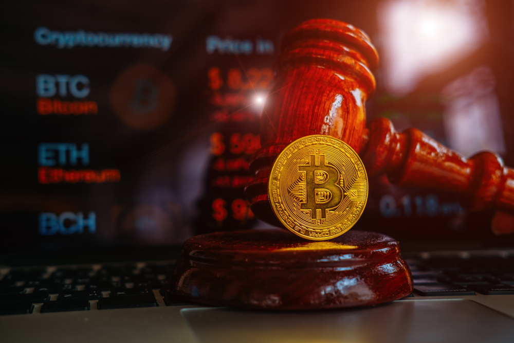 Law,Or,Auction,Gavel,And,Bitcoins,On,A,Wooden,Desk, - Tokenhell