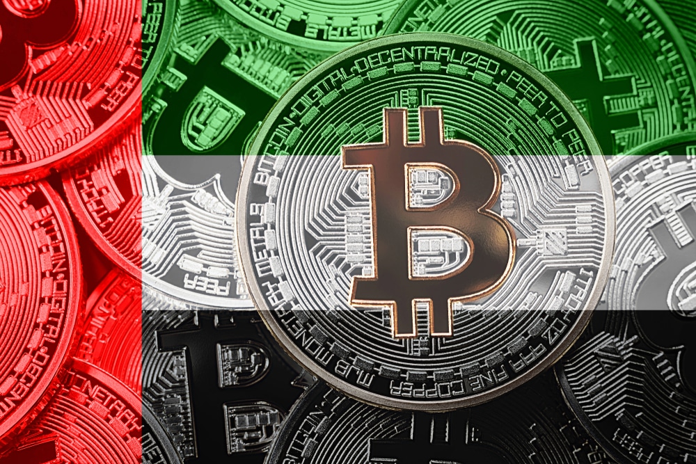 Stack,Of,Bitcoin,Uae,Flag.,Bitcoin,Cryptocurrencies,Concept.,Btc,Background. - Tokenhell