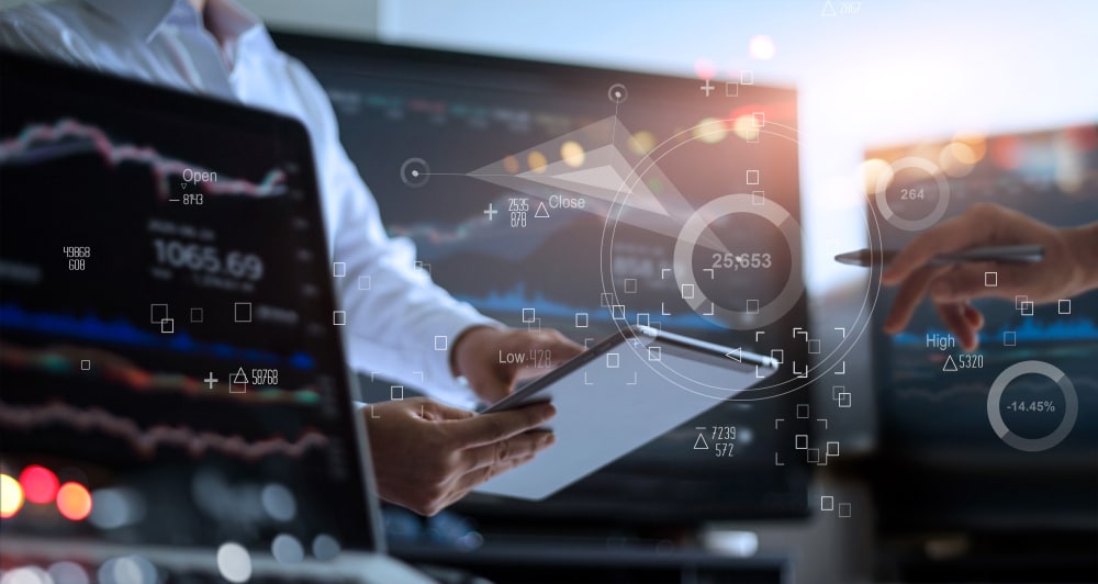 Business,Team,Working,Together.,Businessman,Analyzing,Data,Stock,Market,In - Tokenhell