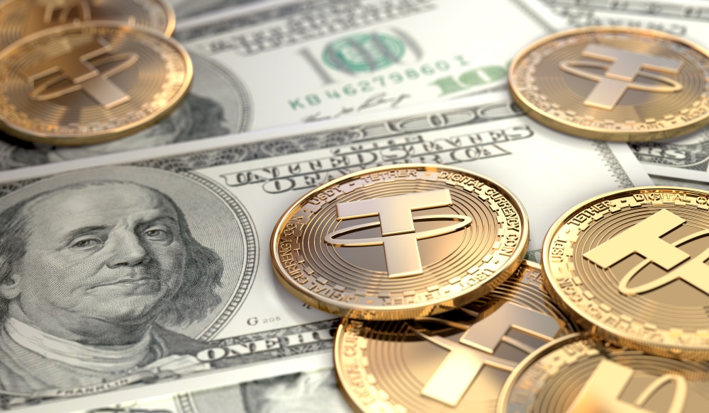 TetherCoinsOnUnitedStatesBankNotes3dRendering - Tokenhell Tether Pledges to Block Payments After Venezuela Looks to USDT to Bypass Oil Sanctions