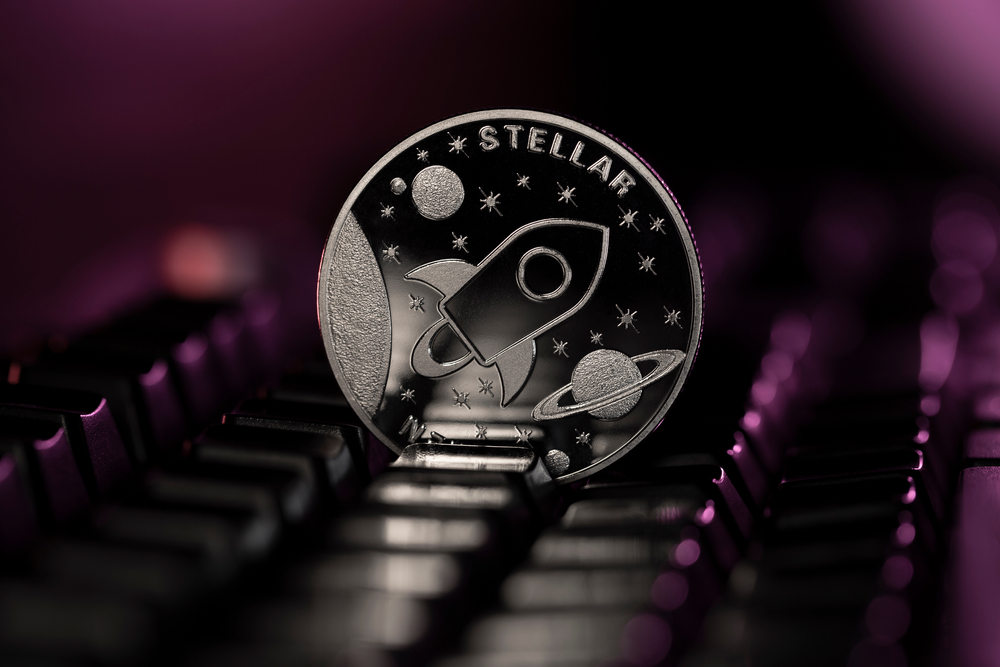 Stellar,Xlm,Cryptocurrency,Physical,Coin,Placed,On,Computer,Keyboard,And - Tokenhell