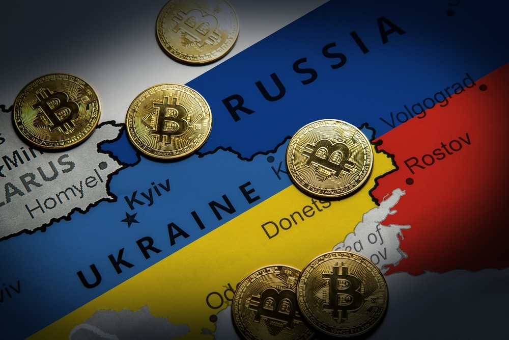 Cryptocurrency,Standing,On,The,Map,Of,Russia,And,Ukraine.,Concept - Tokenhell