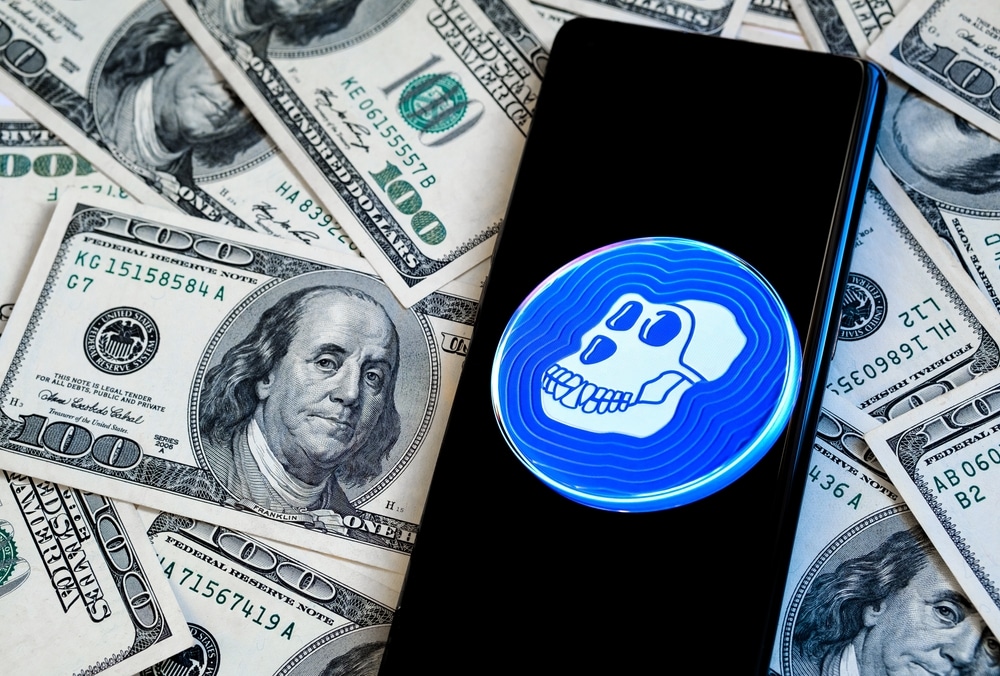 ApecoinCryptoTokenLogoSeenOnTheSmartphoneWhichIs - Tokenhell