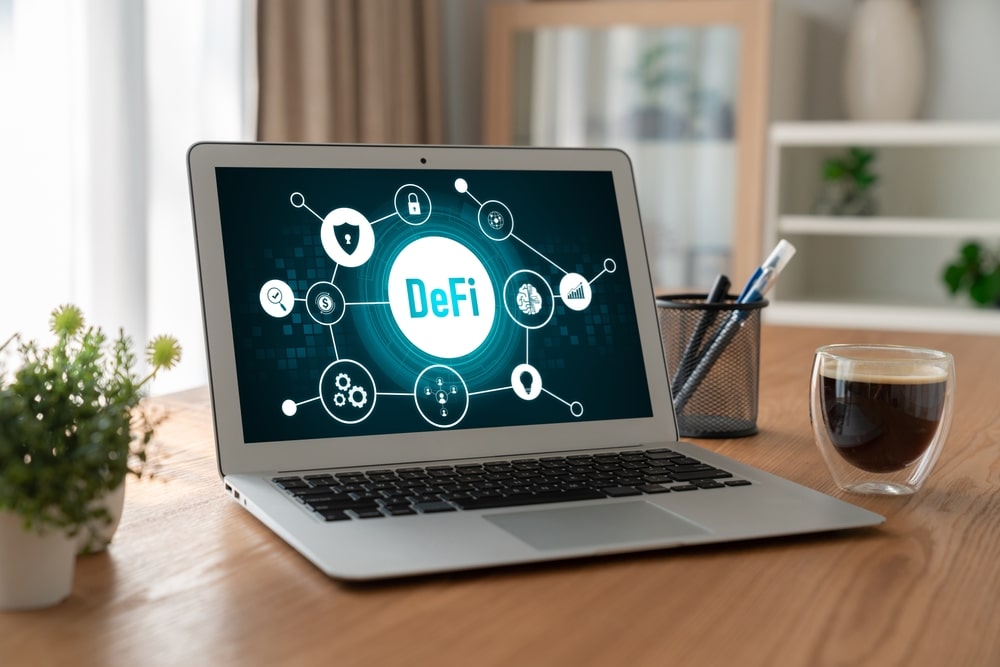 Decentralized,Finance,Or,Defi,Concept,On,Modish,Computer,Screen,. - Tokenhell