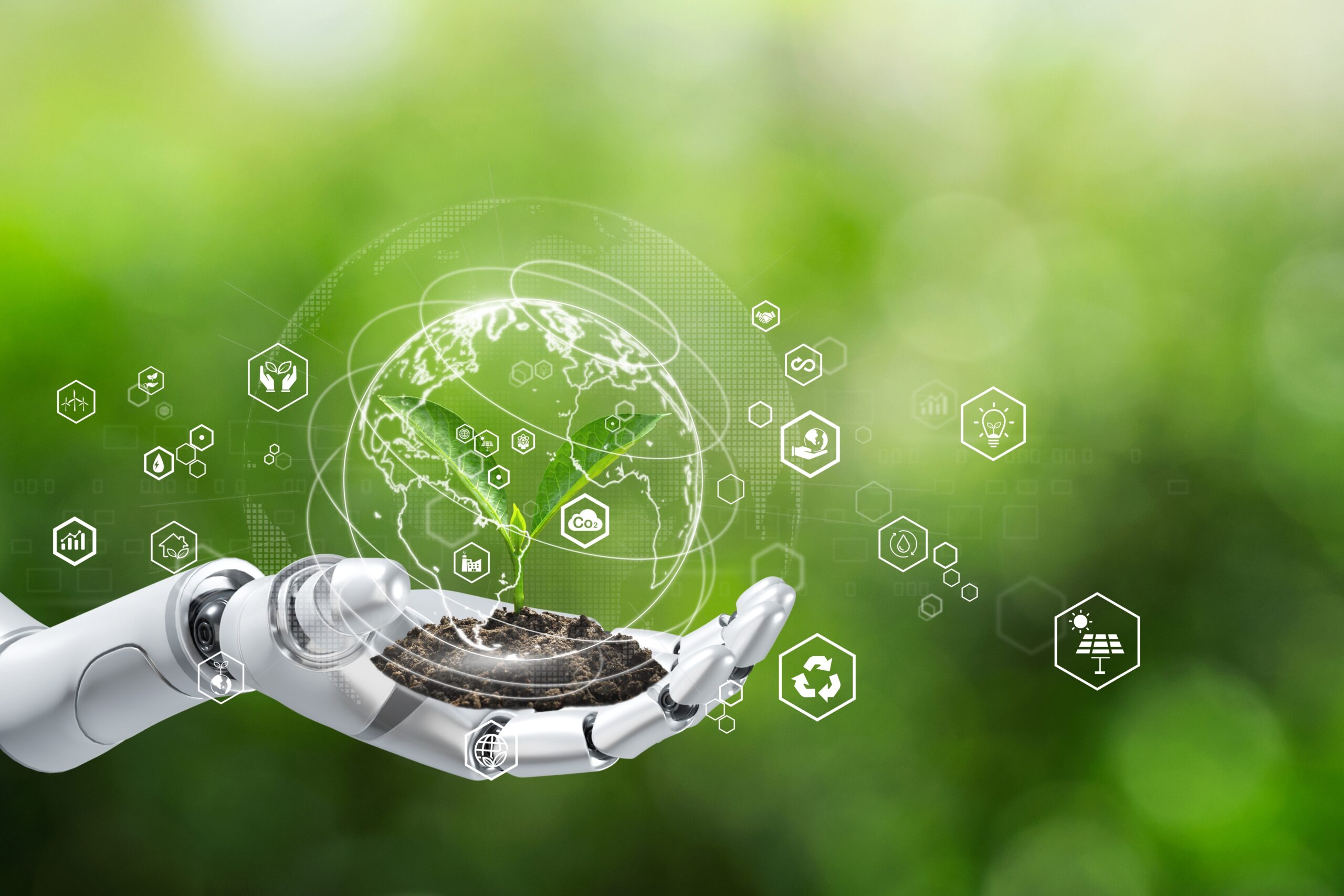 SustainableDevelopmentGoalsdgsConceptRobotHandHoldingSmallPlants - Tokenhell Navigating the World of Red and Green AI for Sustainable Development