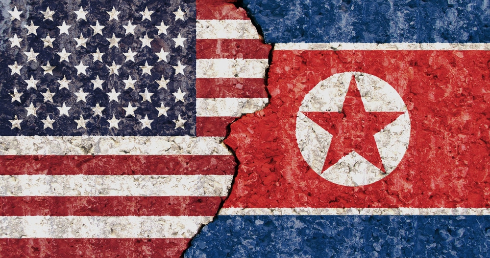 UsaNorthKoreaFlagCrackedWallBackground - Tokenhell