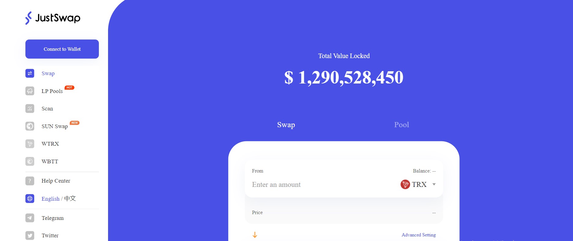 JustSwap website