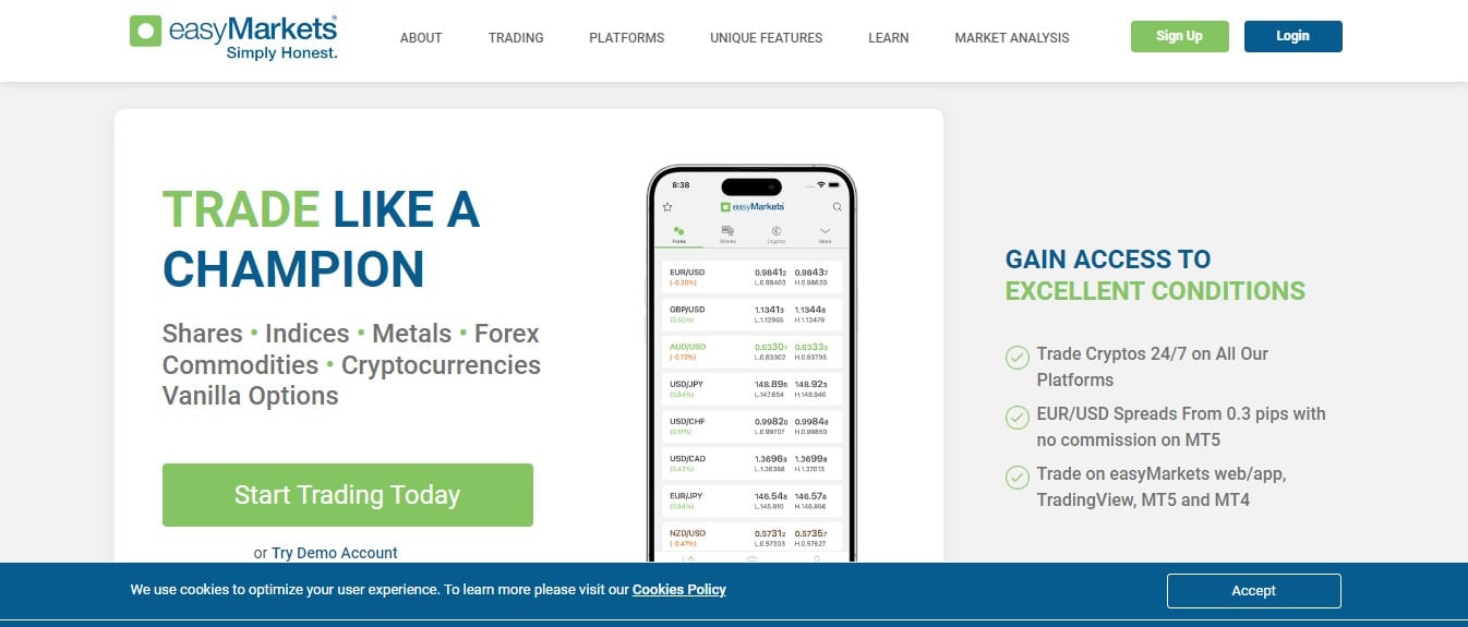 EasyMarkets website