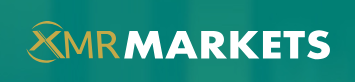 Logotipo oficial da XMR Markets com fundo escuro e letras em branco e azul